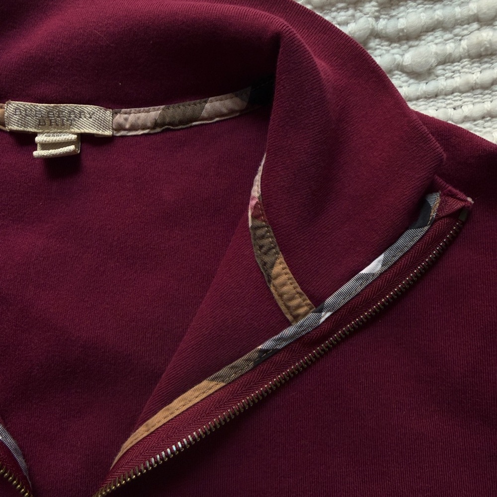 Burberry Brit Men's Maroon Zip-Up Sweatshirt - Picture 2 of 10